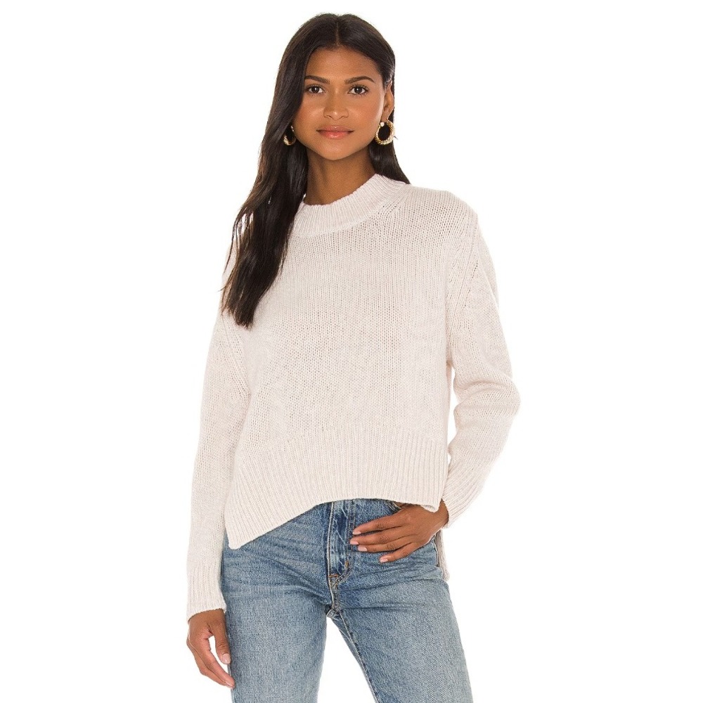 Brochu Walker Women's Dorsay Wool Cashmere Pullover Sweater Beige M Quiet Luxury